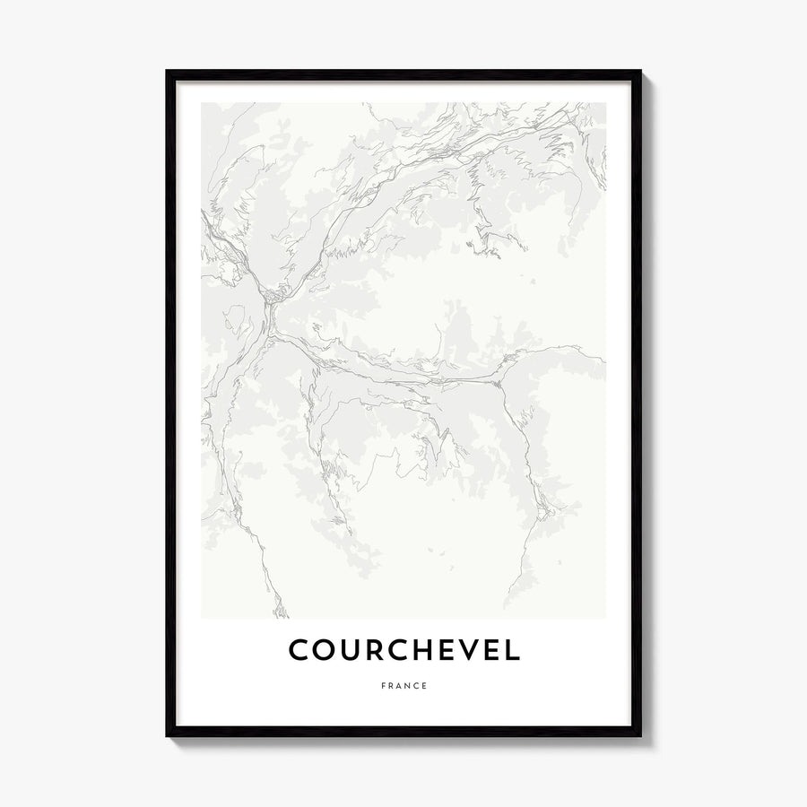 Courchevel Map Poster, framed poster mockup