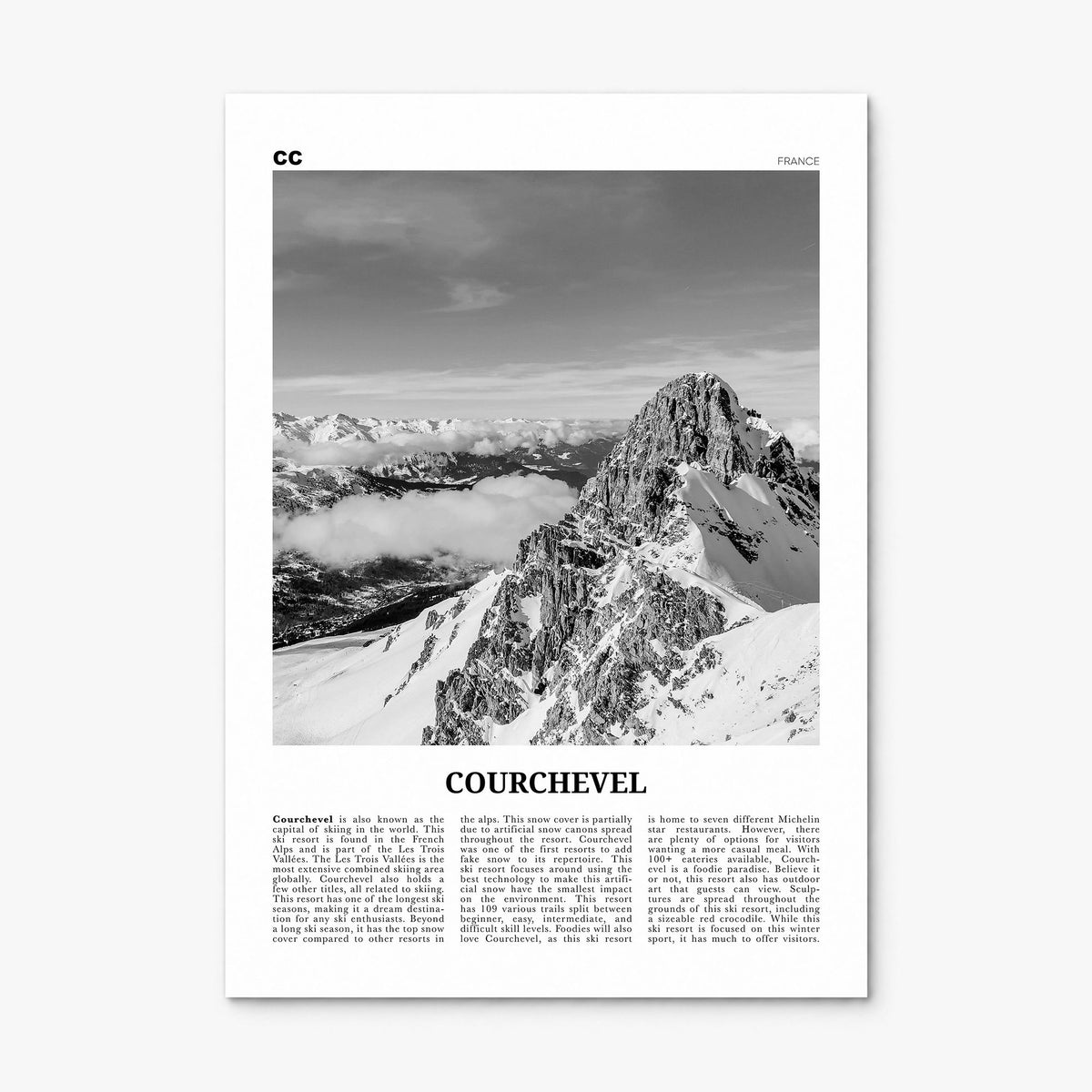 Courchevel Newspaper Poster, print only (unframed)
