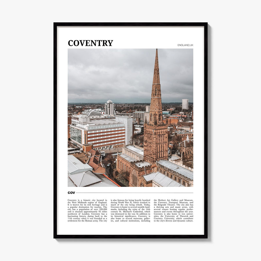 Coventry Travel Poster, framed poster mockup