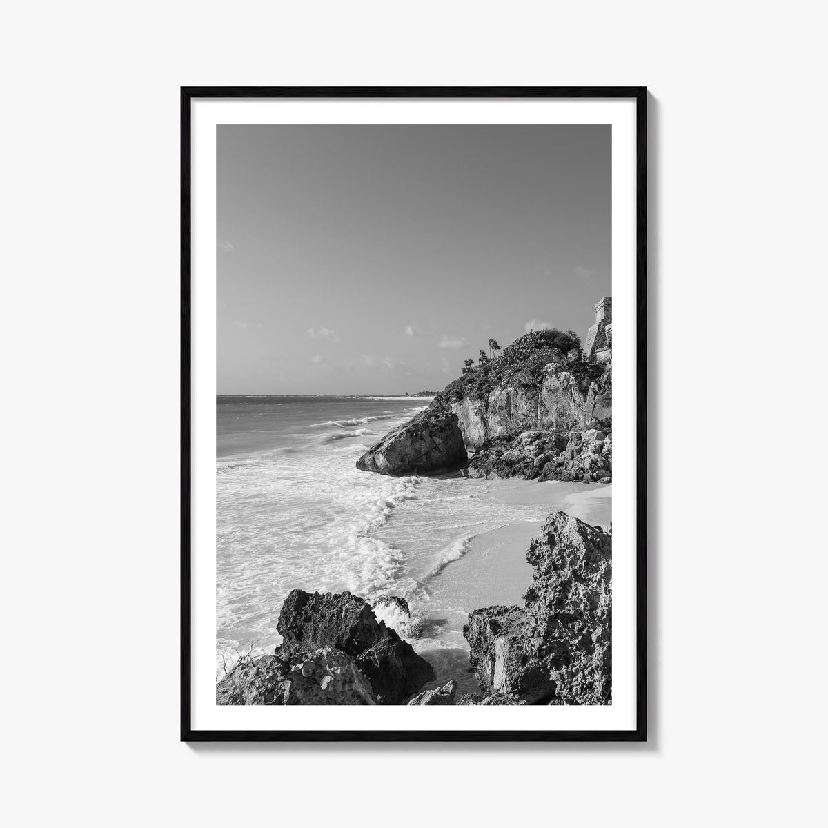 Cozumel black & white photo poster of Mexico – vertical wall art, unframed print shown in interior mockup