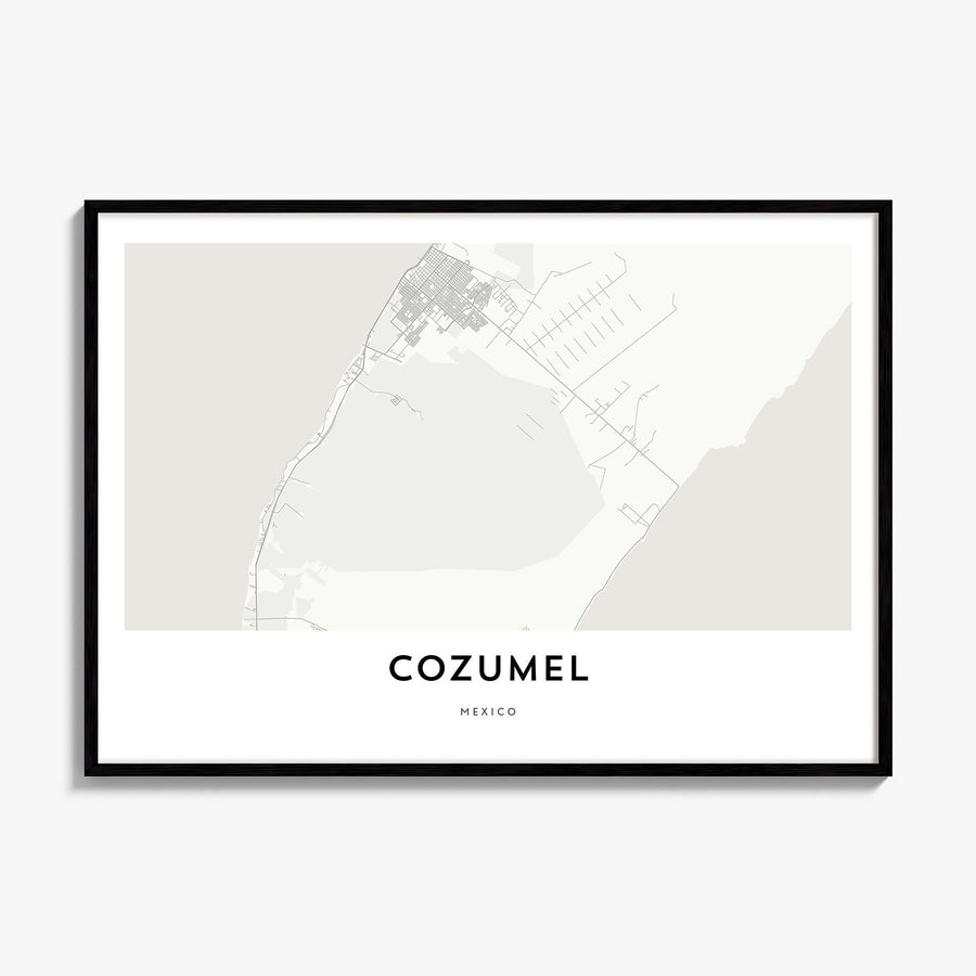 Cozumel Map Poster, framed poster mockup
