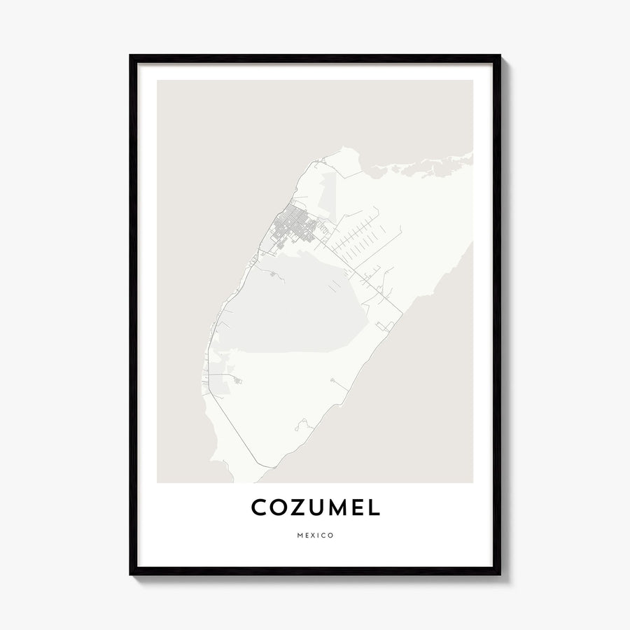Cozumel Map Poster, framed poster mockup