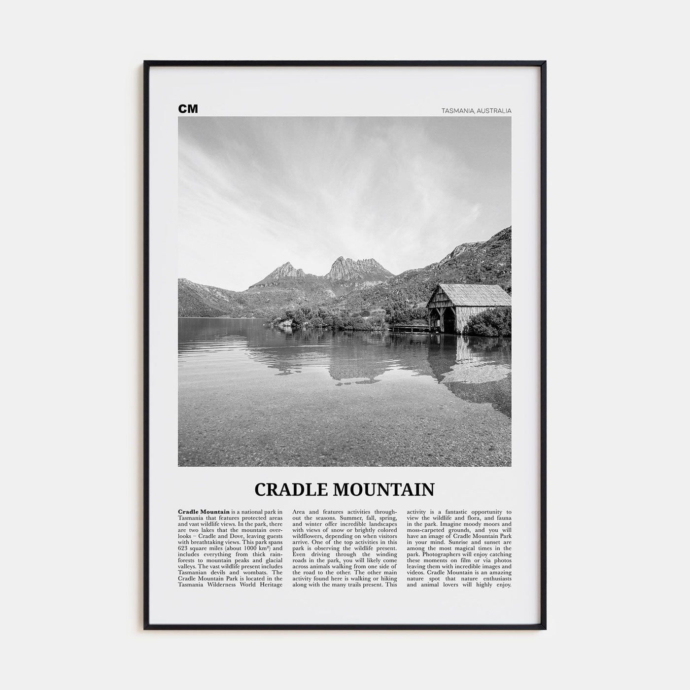 Cradle Mountain Poster None / 8x12 in Nbourhood Travel B&W Poster