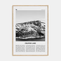 Crater Lake Poster Natural Wood / 8x12 in Nbourhood Travel B&W Poster