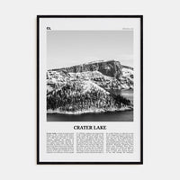 Crater Lake Poster Black Wood / 8x12 in Nbourhood Travel B&W Poster