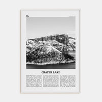 Crater Lake Poster White Wood / 8x12 in Nbourhood Travel B&W Poster