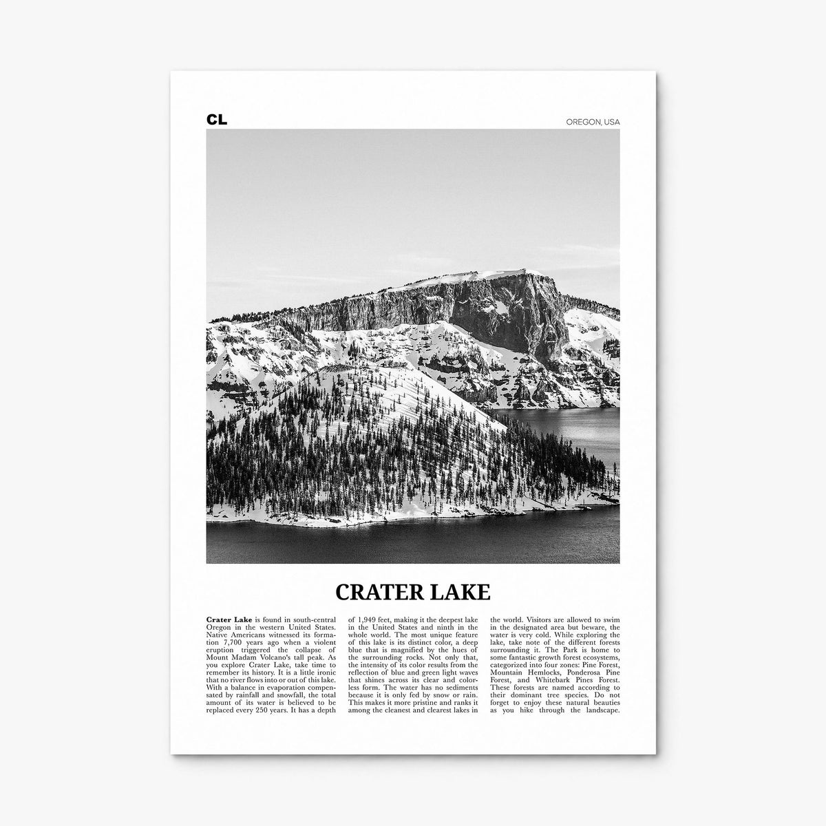 Crater Lake Newspaper Poster, print only (unframed)