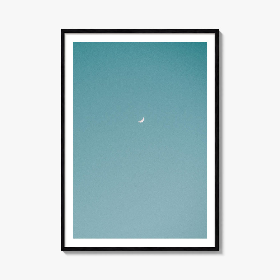 Crescent Moon no. 1 colorful photo poster – vertical wall art, unframed print shown in interior mockup