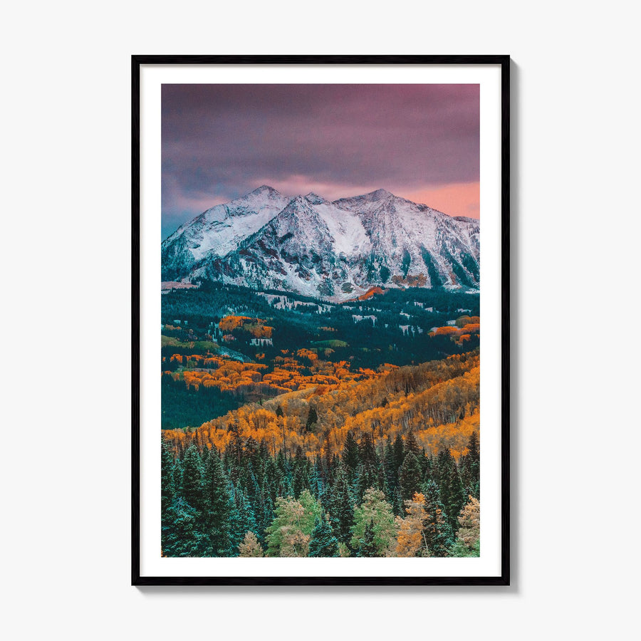 Crested Butte Photo Poster, framed poster mockup, white border