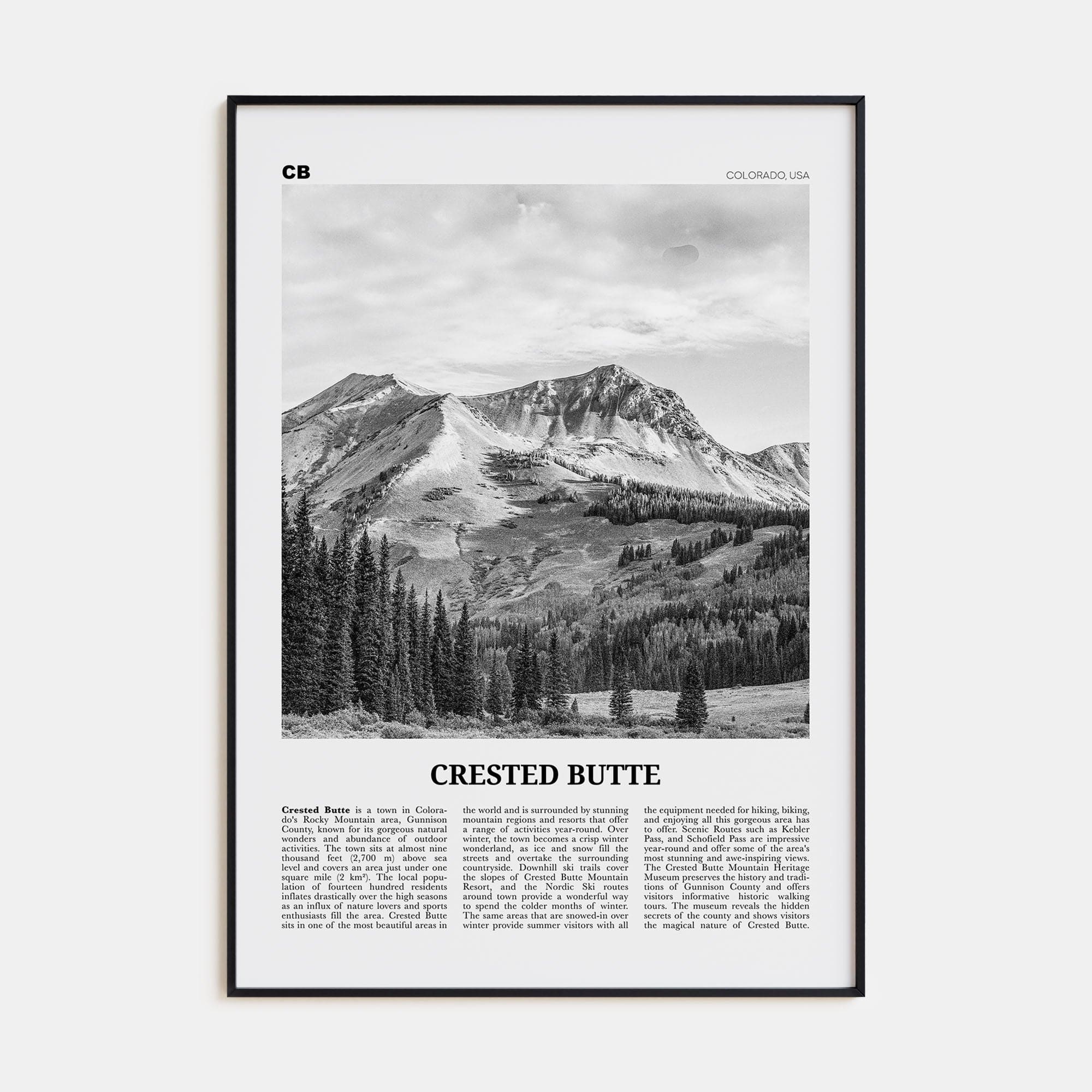 Crested Butte Poster None / 8x12 in Nbourhood Travel B&W Poster