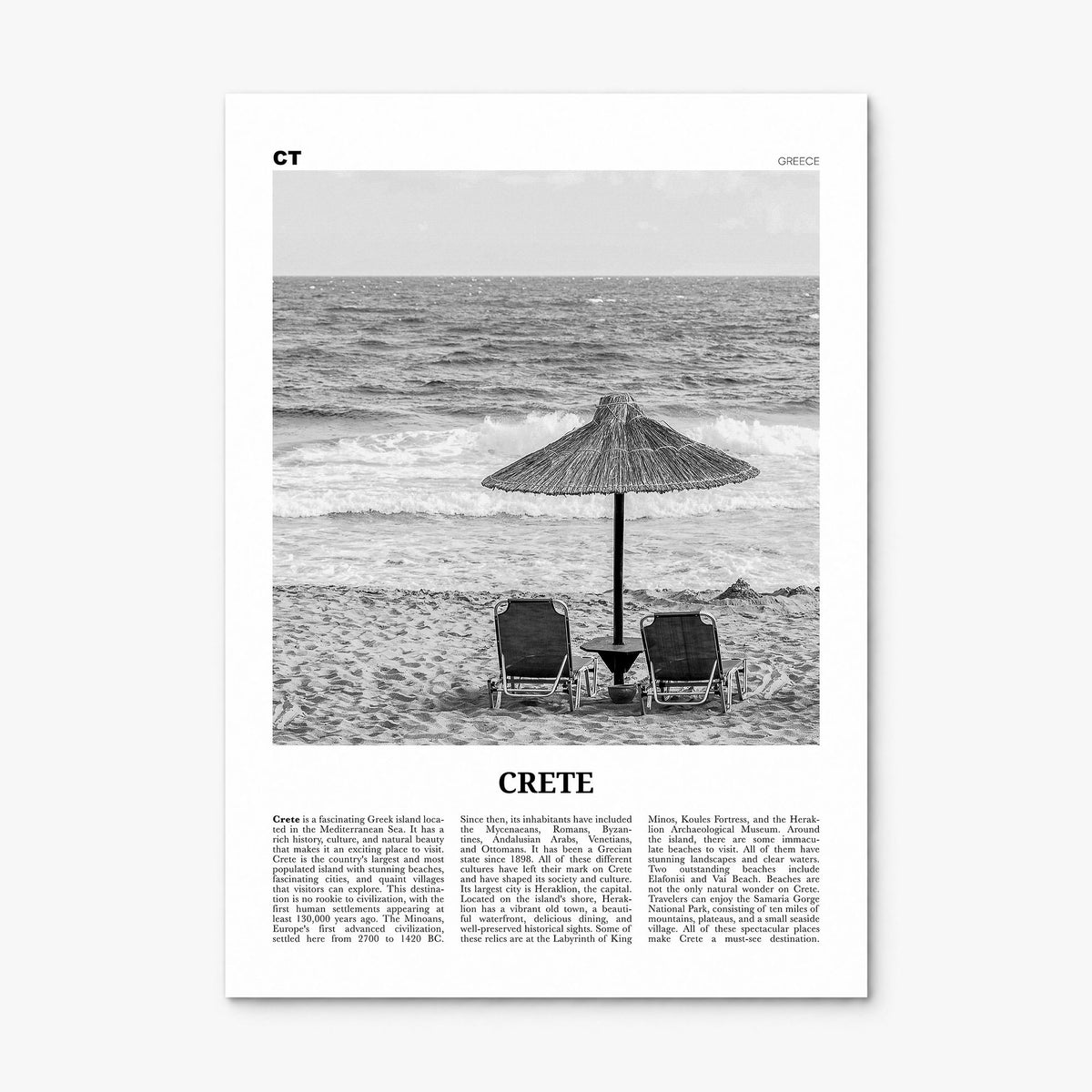 Crete Newspaper Poster, print only (unframed)