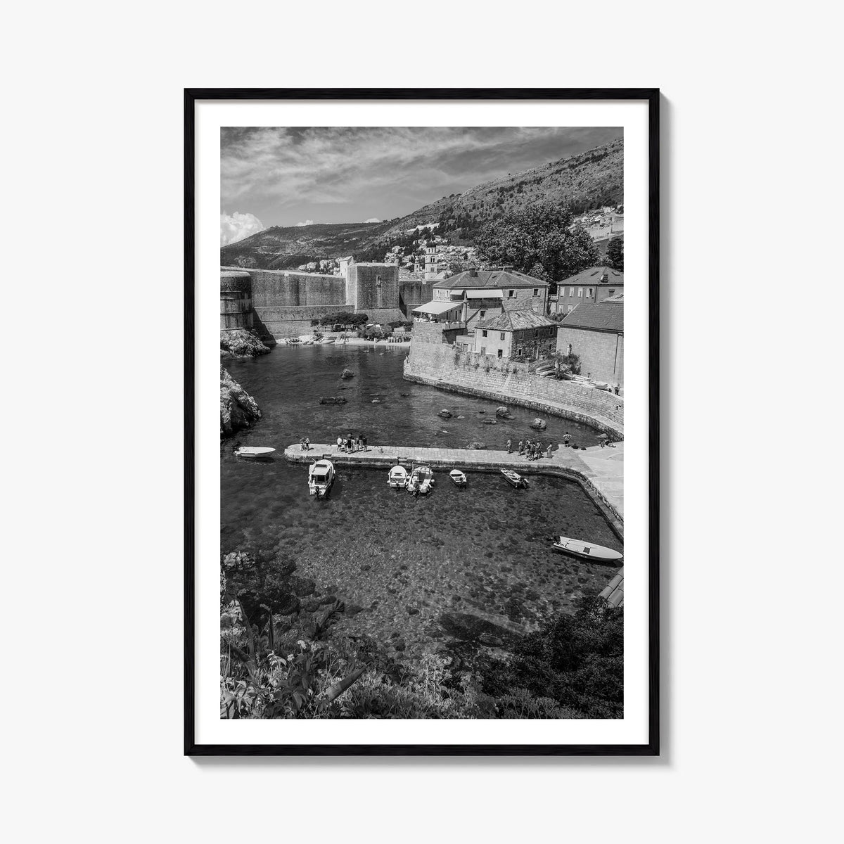 Croatia black & white photo poster of Europe – vertical wall art, unframed print shown in interior mockup