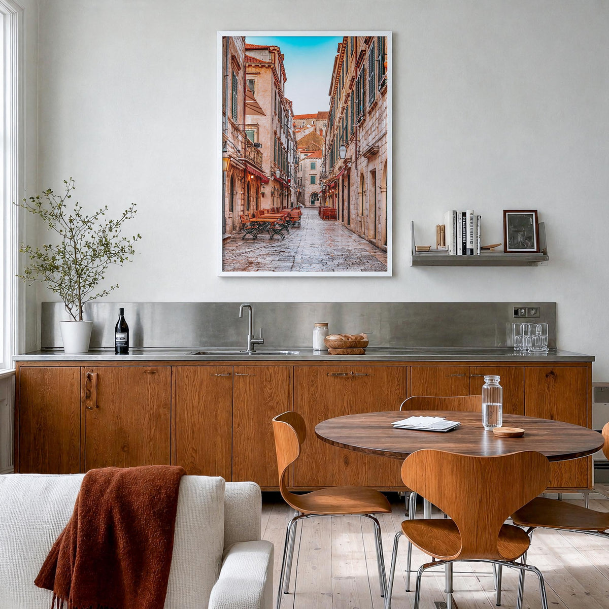 Croatia no. 1 colorful photo poster of Europe – vertical wall art in white wood frame, hanging on wall