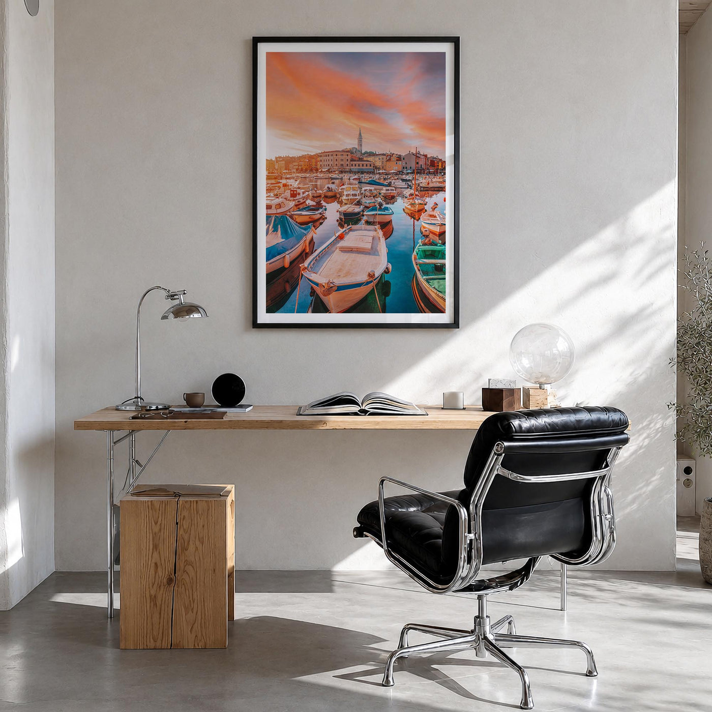 Croatia no. 2 colorful photo poster of Europe – vertical wall art in black wood frame with white border, hanging on wall
