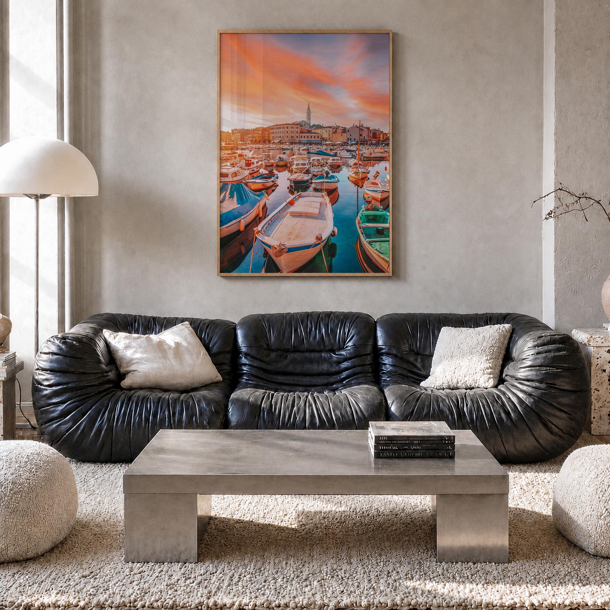 Croatia no. 2 colorful photo poster of Europe – vertical wall art in natural wood frame, hanging on wall