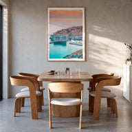 Croatia no. 3 colorful photo poster of Europe – vertical wall art in natural wood frame with white border, hanging on wall