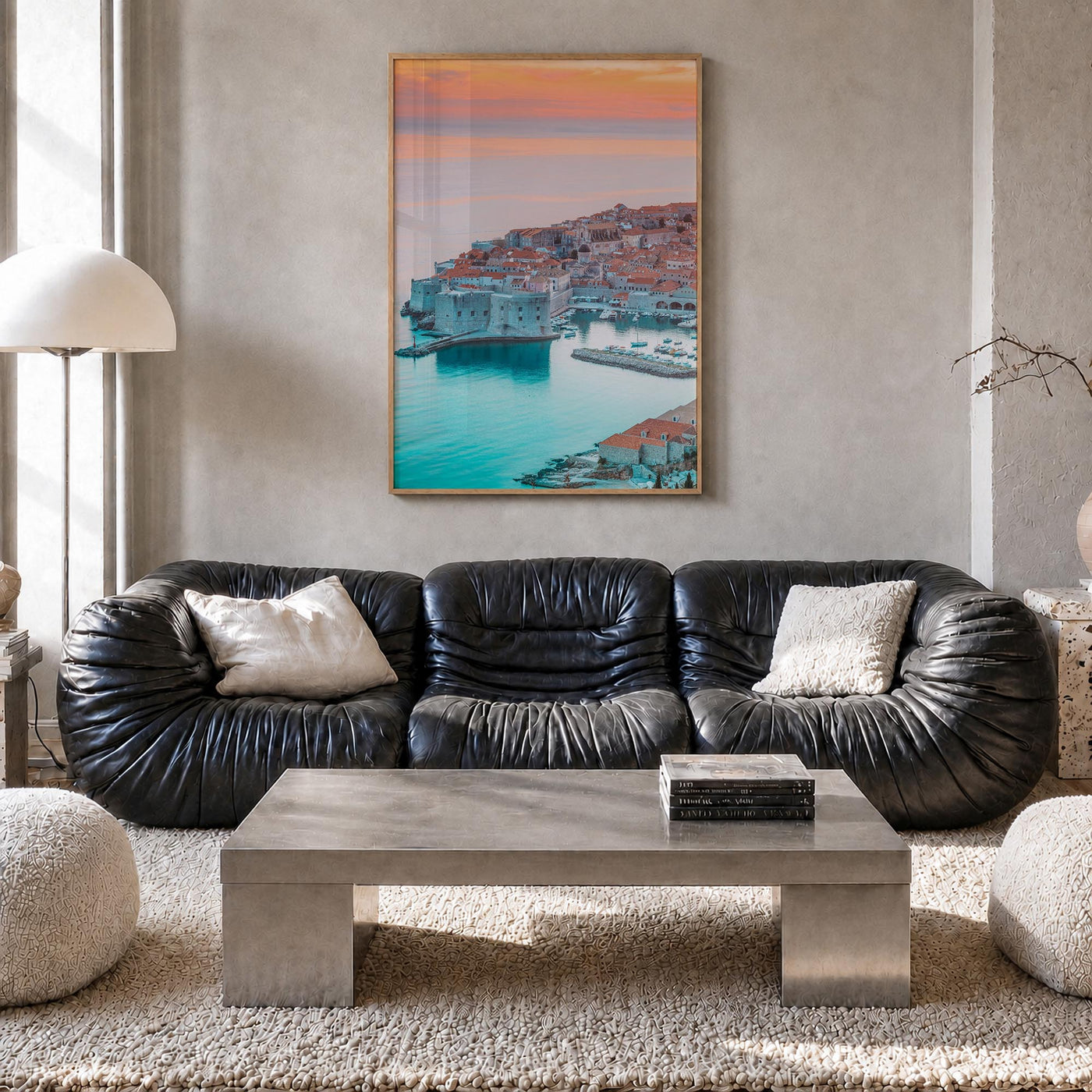 Croatia no. 3 colorful photo poster of Europe – vertical wall art in natural wood frame, hanging on wall