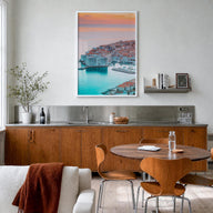 Croatia no. 3 colorful photo poster of Europe – vertical wall art in white wood frame, hanging on wall