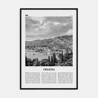 Croatia Poster Black Wood / 8x12 in Nbourhood Travel B&W Poster