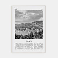 Croatia Poster White Wood / 8x12 in Nbourhood Travel B&W Poster