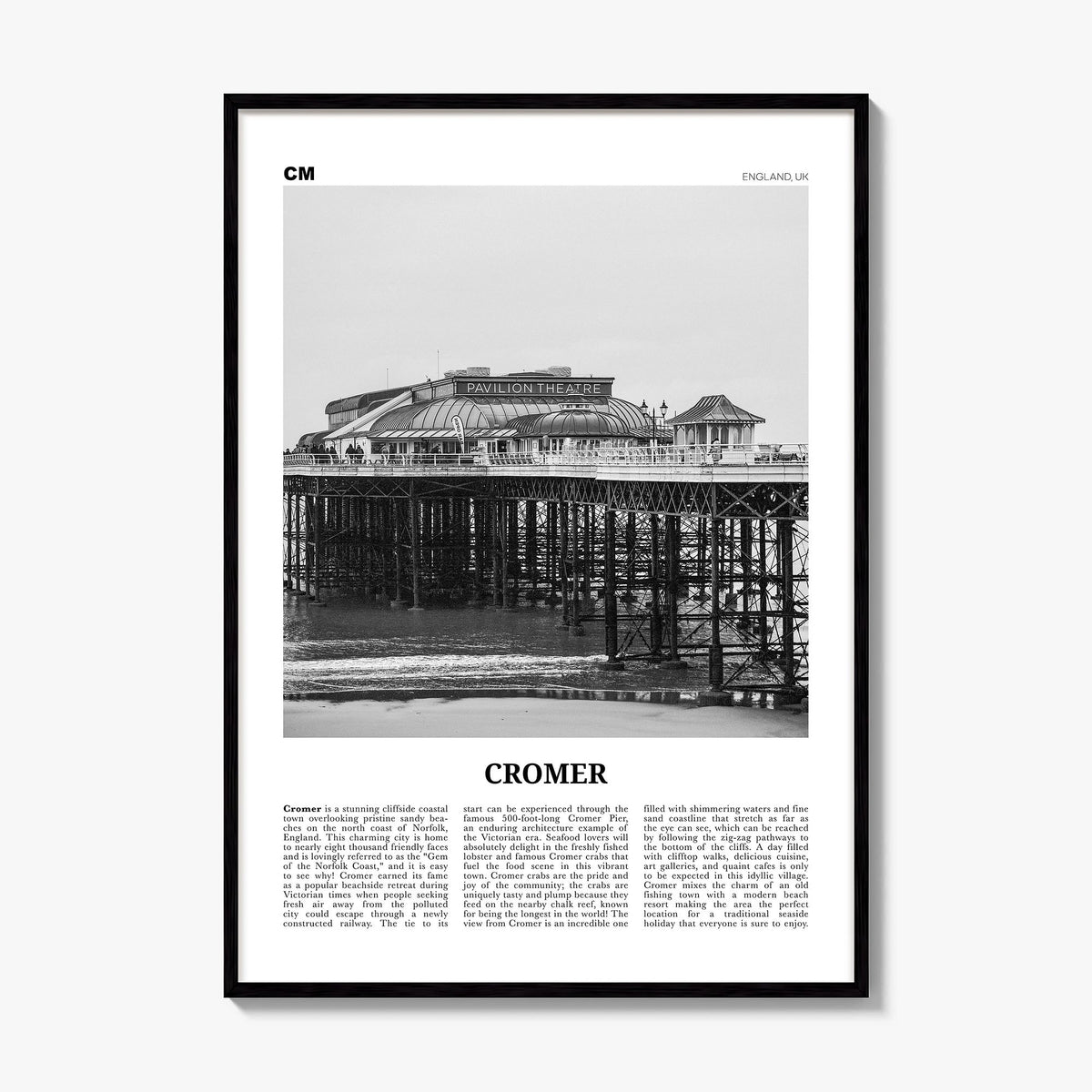Cromer Newspaper Poster, framed poster mockup