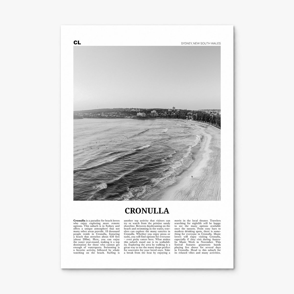 Cronulla Newspaper Poster, print only (unframed)