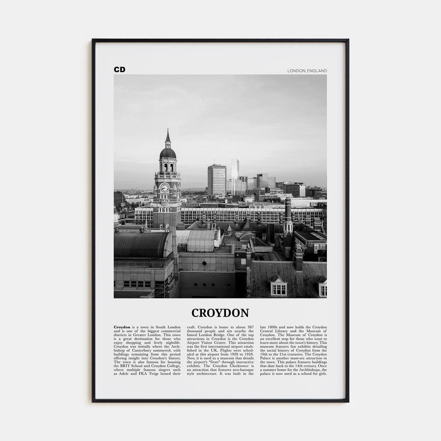 Croydon Poster None / 8x12 in Nbourhood Travel B&W Poster