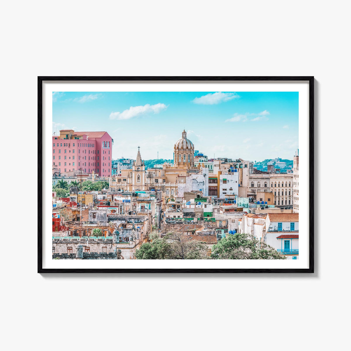Cuba colorful photo poster of Caribbean – horizontal wall art, unframed print shown in interior mockup