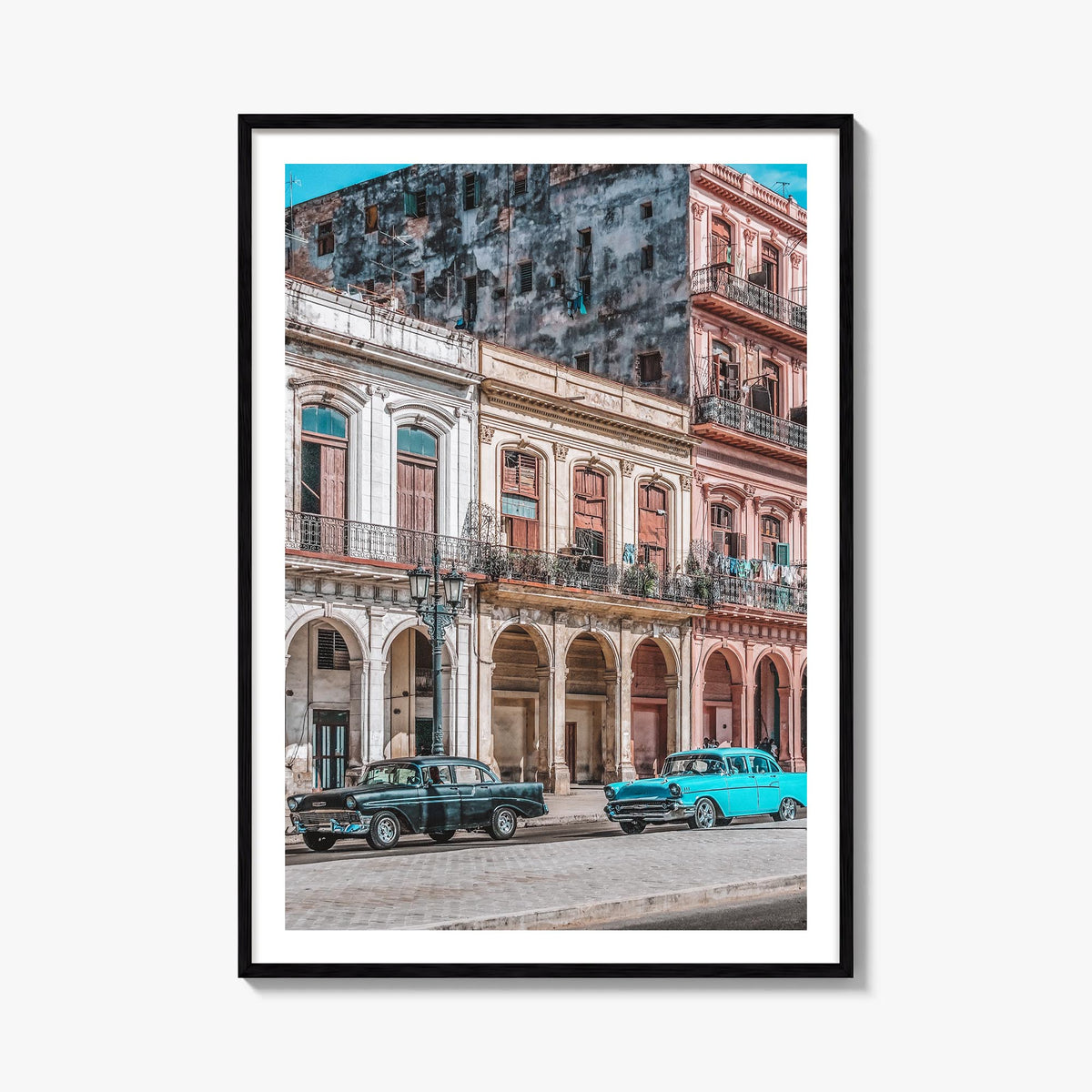 Cuba colorful photo poster of Caribbean – vertical wall art, unframed print shown in interior mockup