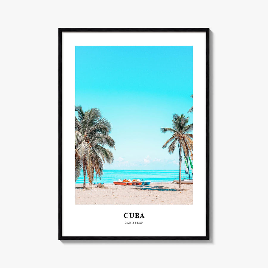 Cuba no. 1 colorful classic poster of Caribbean – vertical wall art, unframed print shown in interior mockup