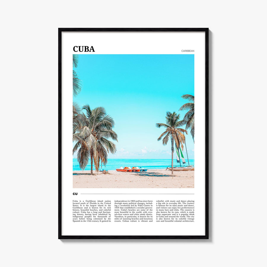 Cuba no. 1 colorful travel poster of Caribbean – vertical wall art, unframed print shown in interior mockup