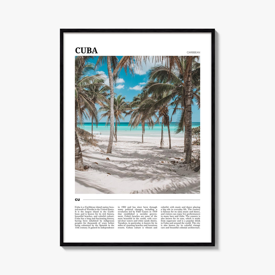 Cuba no. 2 colorful travel poster of Caribbean – vertical wall art, unframed print shown in interior mockup