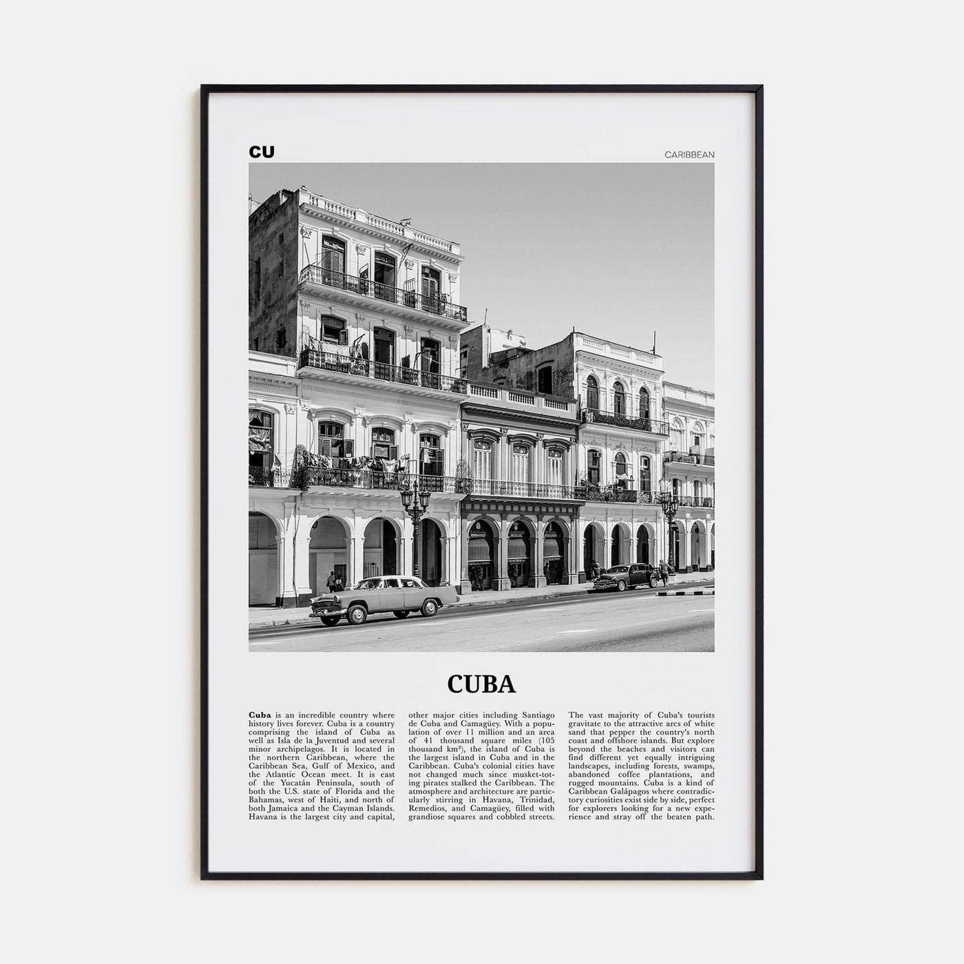 Cuba No 2 Poster None / 8x12 in Nbourhood Travel B&W Poster