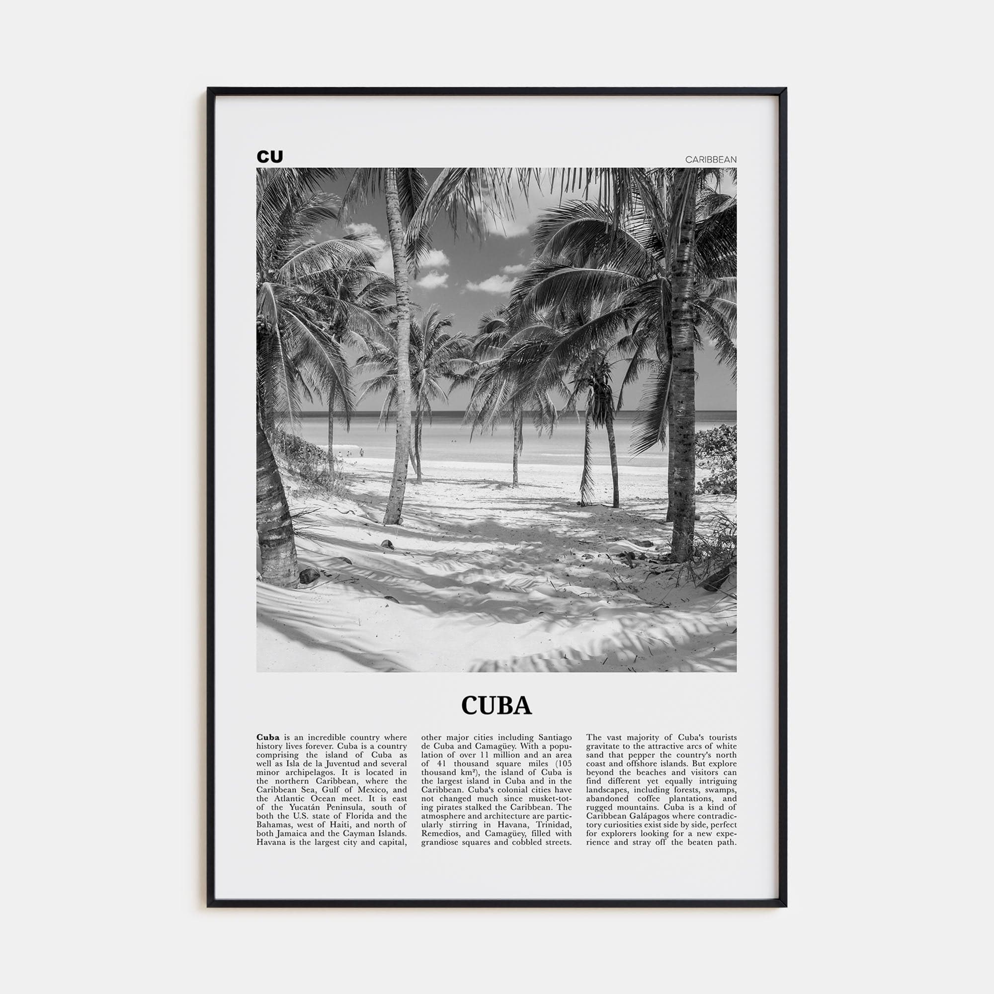 Cuba No 3 Poster None / 8x12 in Nbourhood Travel B&W Poster