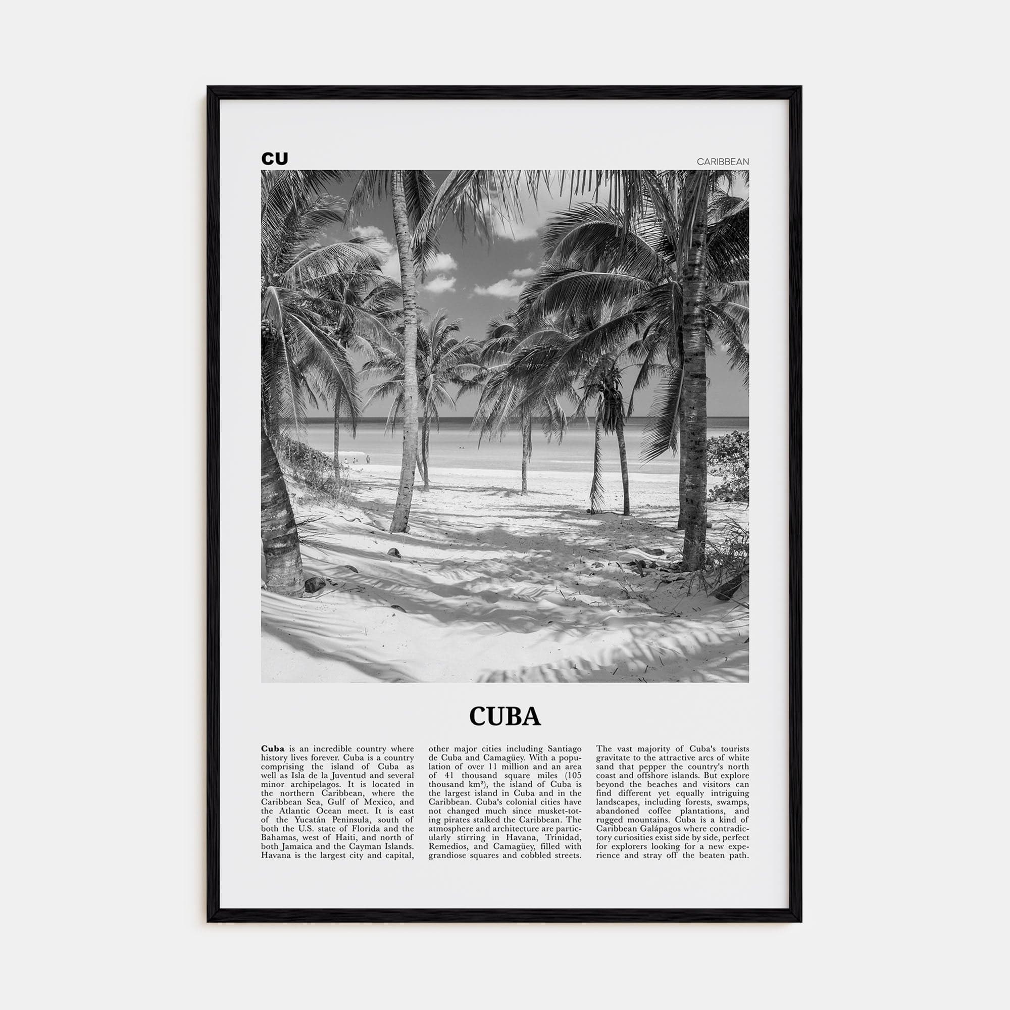 Cuba No 3 Poster Black Wood / 8x12 in Nbourhood Travel B&W Poster