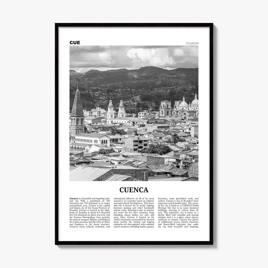 Cuenca, Ecuador Newspaper Poster, framed poster mockup