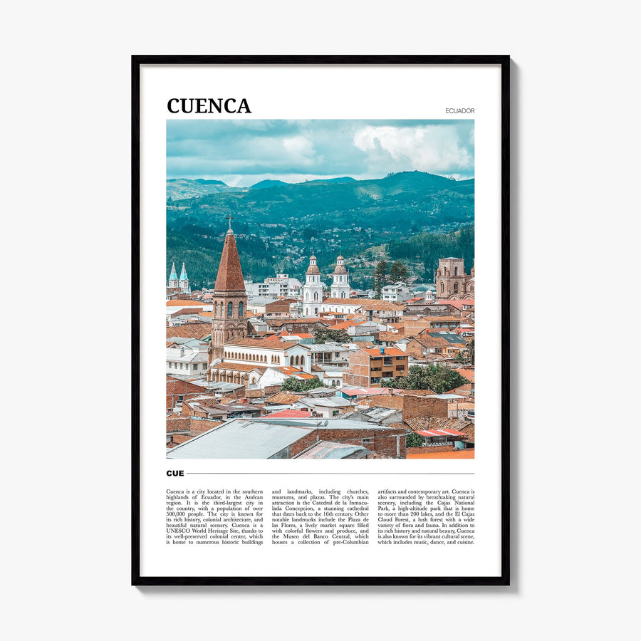 Cuenca, Ecuador Travel Poster, framed poster mockup