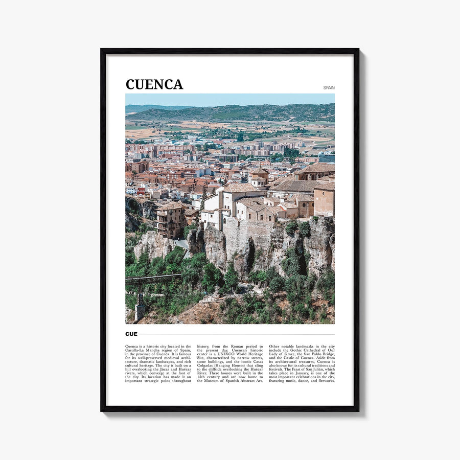 Cuenca, Spain colorful travel poster of Spain – vertical wall art, unframed print shown in interior mockup