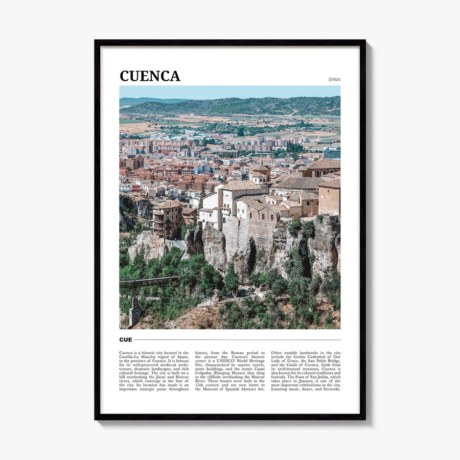 Cuenca, Spain Travel Poster, framed poster mockup