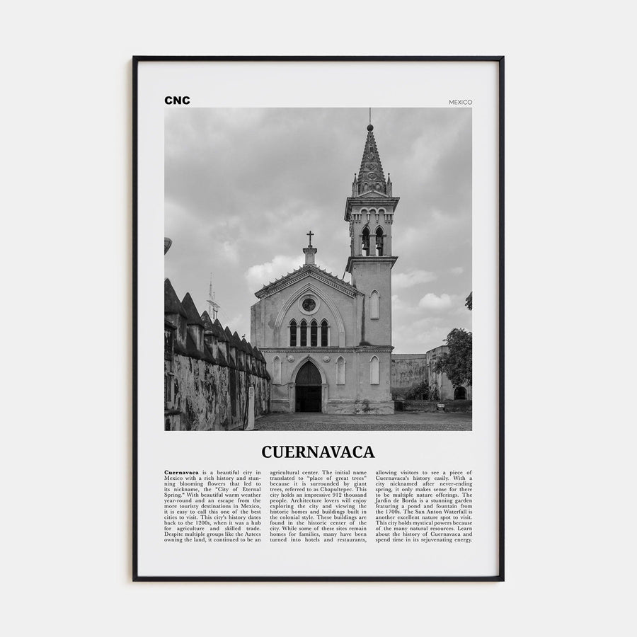 Cuernavaca Poster Black Metal / 8x12 in Nbourhood Travel B&W Poster