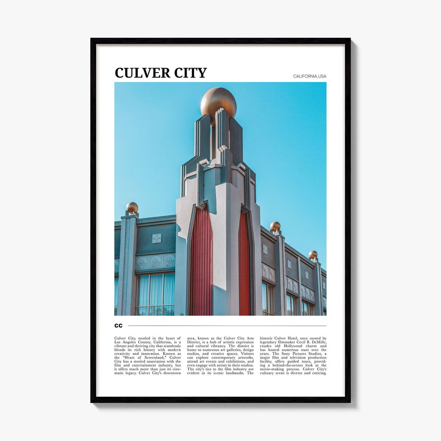 Culver City Travel Poster, framed poster mockup