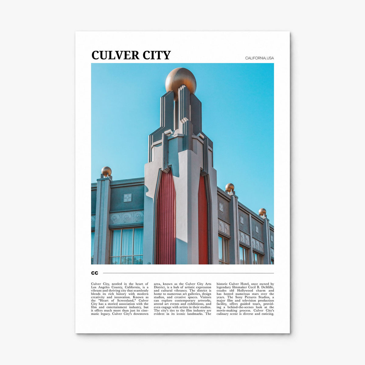 Culver City Travel Poster, print only (unframed)