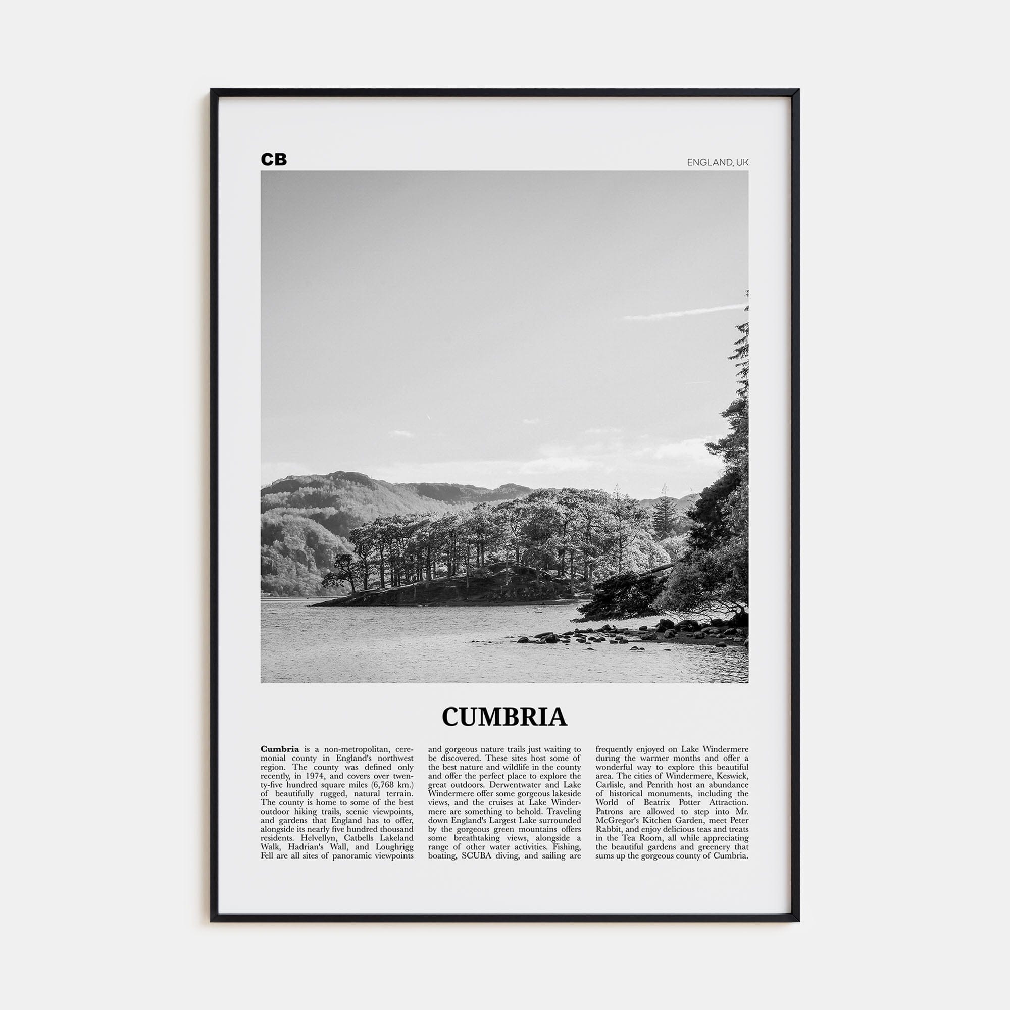 Cumbria Poster None / 8x12 in Nbourhood Travel B&W Poster