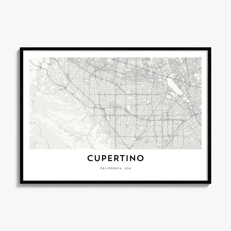 Cupertino Map Poster, framed poster mockup