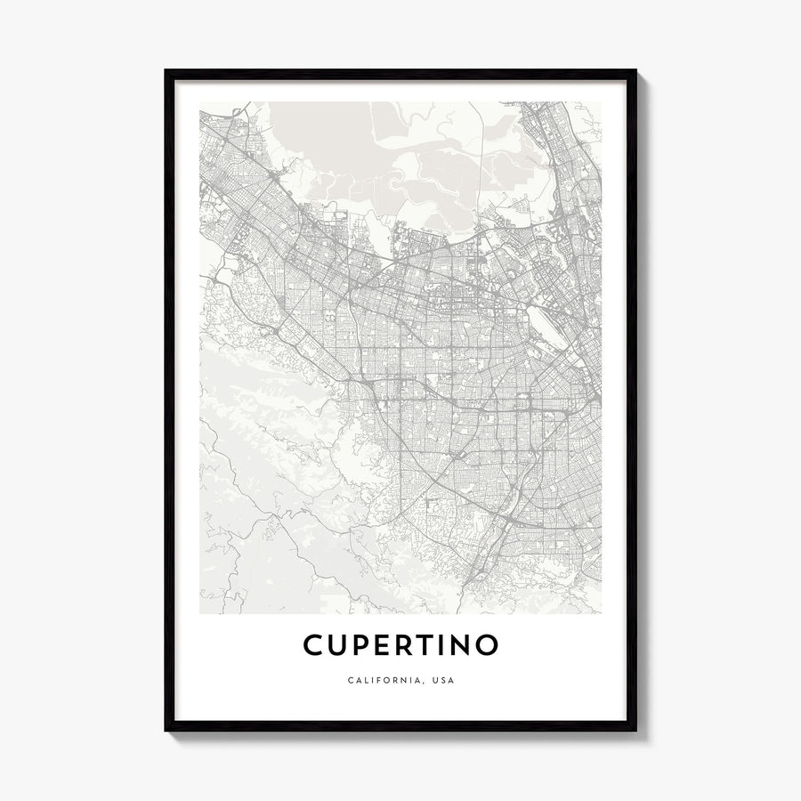 Cupertino Map Poster, framed poster mockup