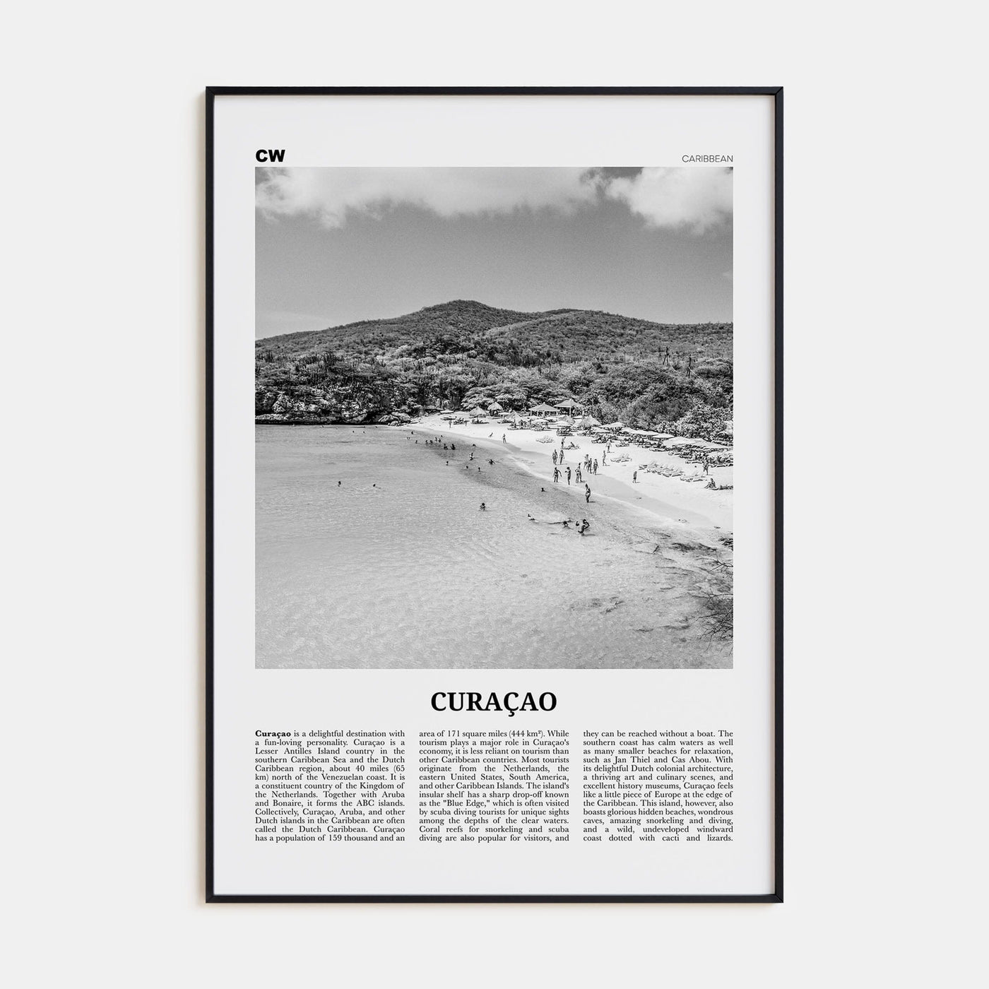 Curaçao Poster None / 8x12 in Nbourhood Travel B&W Poster