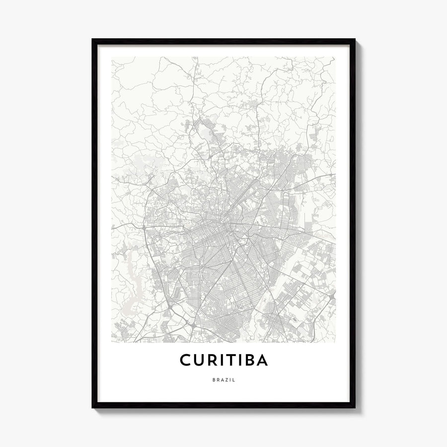 Curitiba Map Poster, framed poster mockup