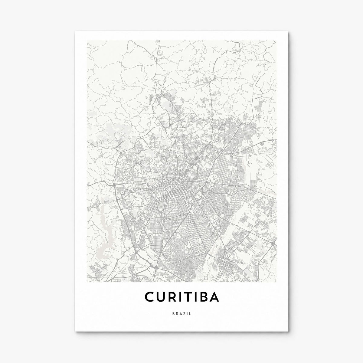 Curitiba Map Poster, print only (unframed)