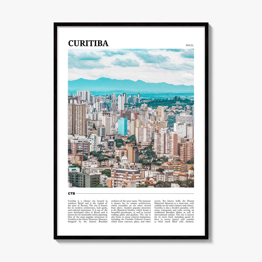 Curitiba Travel Poster, framed poster mockup