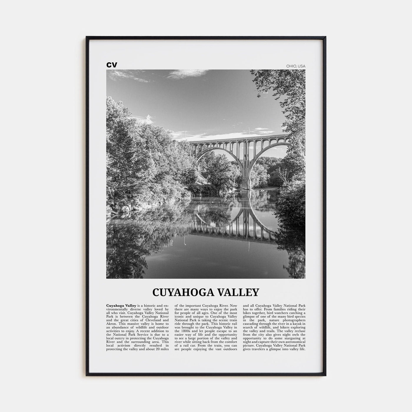 Cuyahoga Valley Poster None / 8x12 in Nbourhood Travel B&W Poster